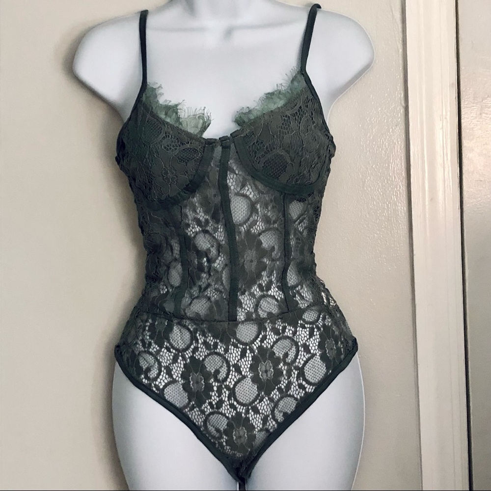 Tall Grey Strappy Lace Bodysuit